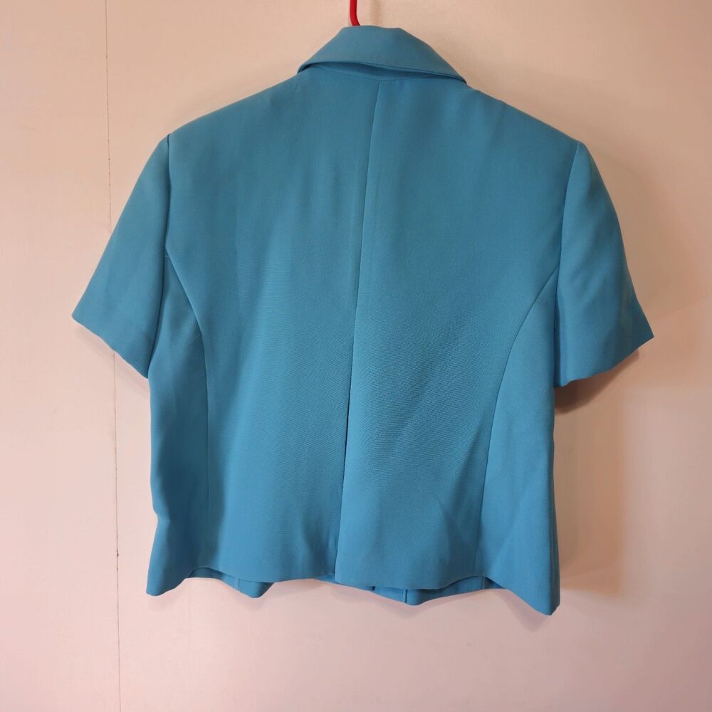 Danny & Nicole Teal Short Sleeve Blazer Cropped 3 Button 12P Petite - Picture 5 of 12